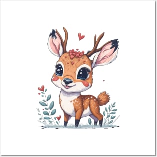 Minimal Cute Baby Deer Posters and Art